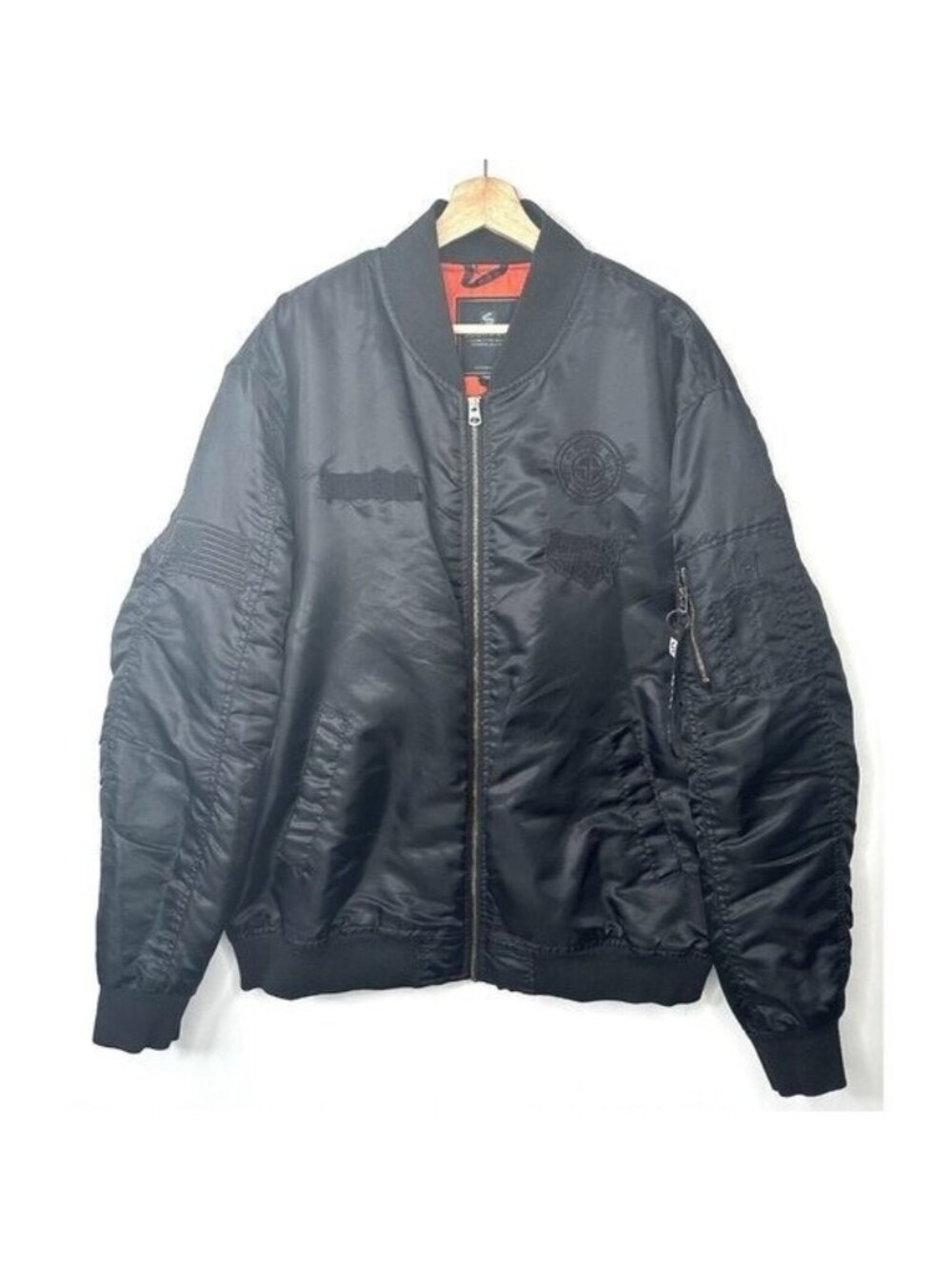 Vtg Southpole Mens Bomber Flight Jacket Y2K Authentic Collection Black Size XXL